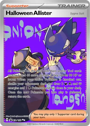 allister pokemon card TG24 Astral Radiance Another one of my favourite trainee cards. The spooky vibes, the colours, and the artwork looks amazing and gothic - - discard up to 3 cards from your hand Halloween Allister - Mr_Phantom-Man