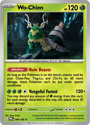 wo chien pokemon card value Pokemon TCG: Wo-Chien 018/182 Rare Holo - Paradox Rift