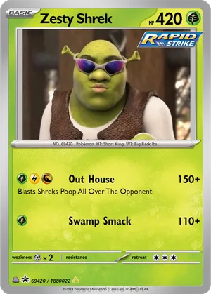 shrek pokemon card Shronkey Fake by SSBrandon on DeviantArt Zesty Shrek - NoobArmy