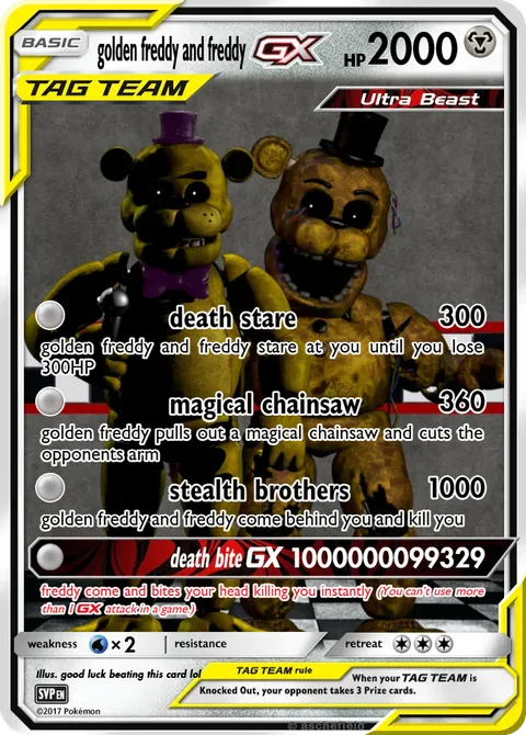 golden freddy pokemon card As a by PBSLOGOtroc3 on DeviantArt If FNAF Characters Were POKEMON