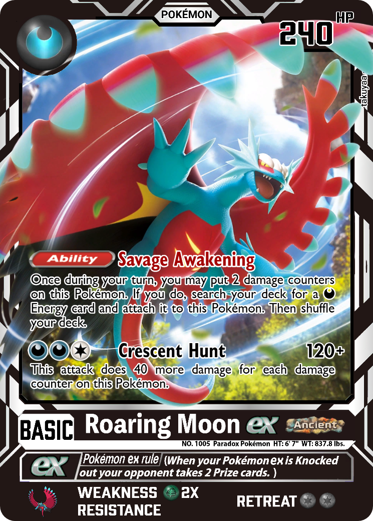 basic roaring moon pokemon card Jumbo - ex - SVP 067 - Paradox Rift - Black Star Promo Foil [darkness] Roaring Moon EX Proxy Pokemon