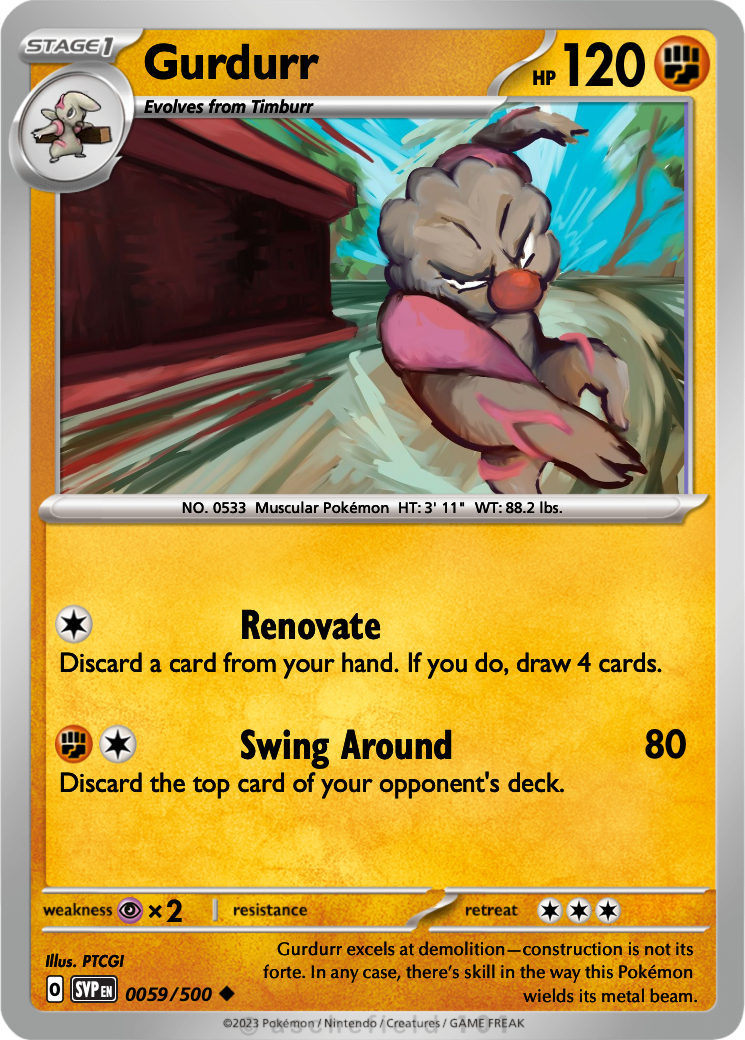 gurdurr pokemon card Gurdurr - SV: Black Bolt