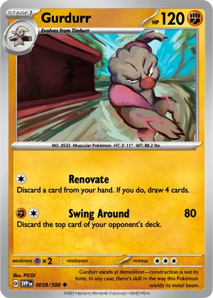 gurdurr pokemon card Gurdurr - SV: Black Bolt