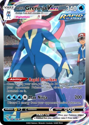 pokemon cards greninja vmax ex RR Its Mortal Shuriken Ability lets you discard a Basic Water Energy from your hand to place six damage counters on one of your opponents Pokmon {114/083}Mega Greninja ex | Japanese