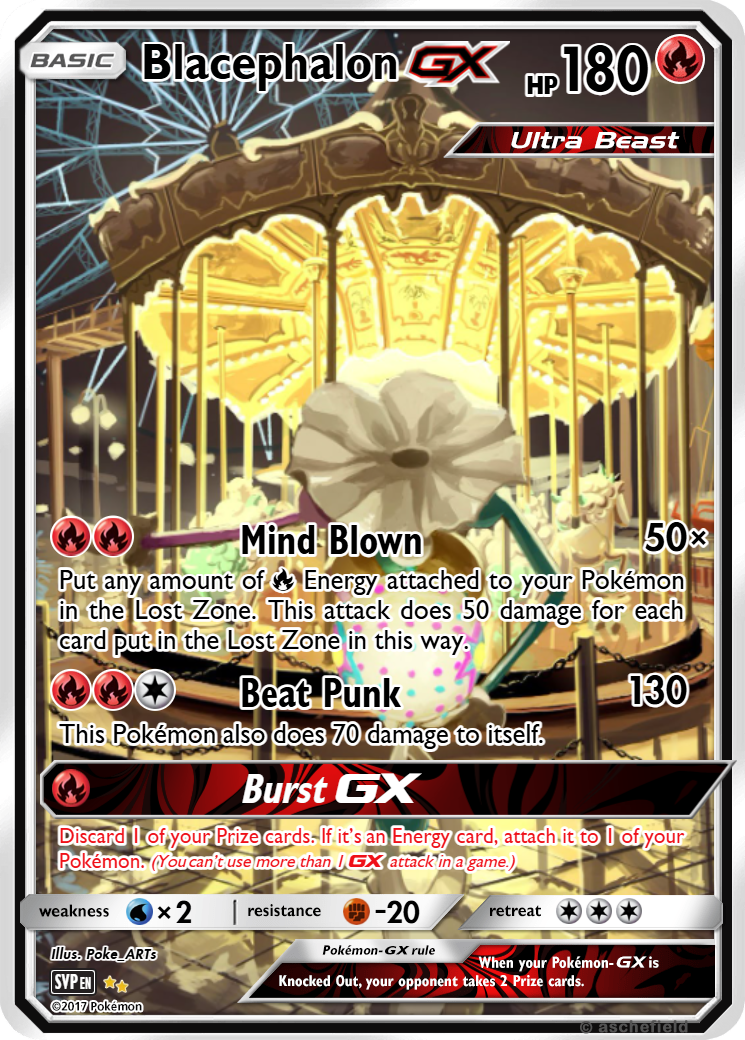 blacephalon pokemon card TCG (Japanese) - GX Full Art Holo 023/095 (You cant use more than 1 GX attack in a game.) Blacephalon GX Mind Blown Gold