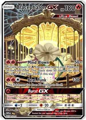 blacephalon pokemon card TCG (Japanese) - GX Full Art Holo 023/095 (You cant use more than 1 GX attack in a game.) Blacephalon GX Mind Blown Gold