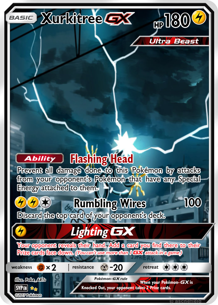 xurkitree pokemon card GX Full Art - 142/156 - Ultra Prism (You cant use more than 1 GX attack in a game.) Xurkitree GX (Secret Rare) 160/156