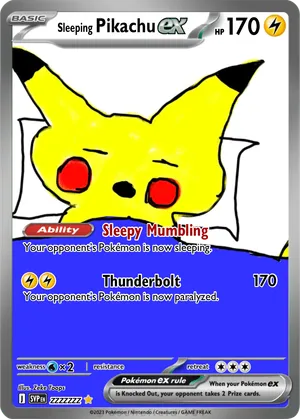 sleeping pikachu pokemon card Pikachu Sleeping (Shimmer Texture) Fan Art Card