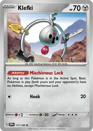 klefki pokemon card 186/264 / Common Card Type / HP / Stage Pokemon Paldean Fates Klefki 159/091