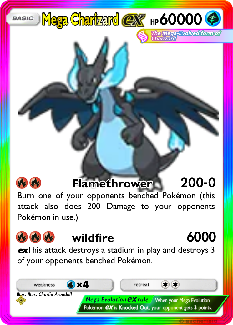 charizard pokemon card 200 damage Mega Charizard