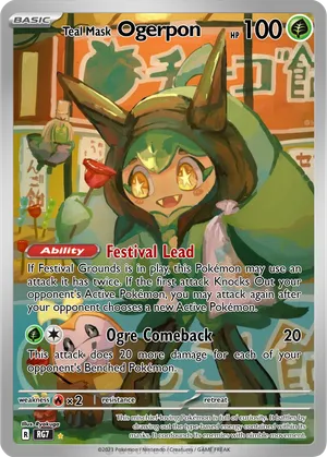 ogerpon pokemon card Cornerstone Mask ex sv8a 216/187 Japanese Ver (SAR) K-TCG Grass / 210 / Basic Card Text Ogerpon - Ryakuga
