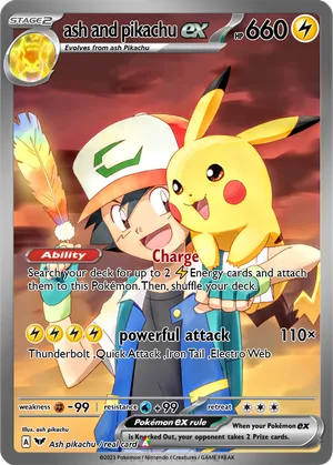 pikachu with ash pokemon card POKMON GAME S8b 223/184 CSR VMAX and put it into your hand Pokemon CardPIKACHUAR(173/165) (SV2a) Japanese Single