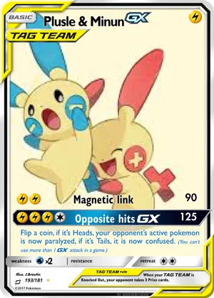 plusle and minun pokemon card & Lot - Paradox Rift - Rare - 2 Card Lot Colorless Front Spark (20) Does 10 damage to 1 of your opponents Benched Pokmon Plusle and Minun | Card