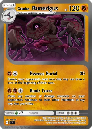 runerigus pokemon card Galarian - 083/198 - Chilling Reign Colorless Retreat Cost Runerigus - SalamenceTrainer