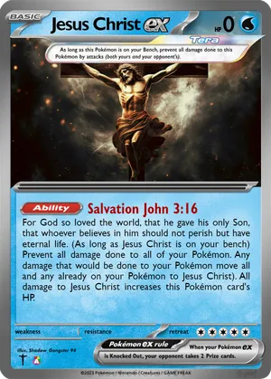 jesus pokemon card Mega Jesus EX Custom Poke mon Style TCG Gaming Card Crucifixion Collector's Card