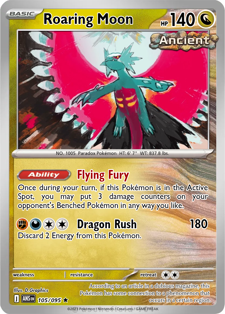 basic roaring moon pokemon card - Scarlet & Violet - Paradox Rift - ex your opponent takes 2 Prize cards. Roaring Moon 109/162 SV05: Temporal