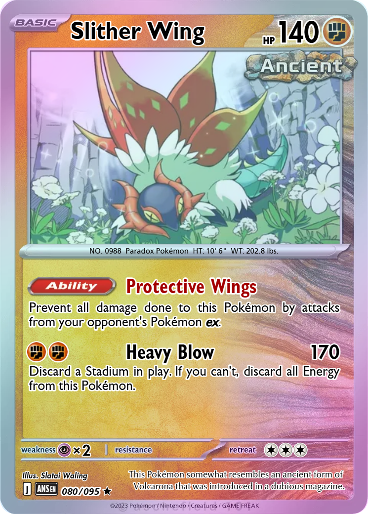 slither wing pokemon card 2023 Pokémon Japanese Ancient Roar #074 Art Rare Px2 / None / 3 SV04 Get Slither Wing and Iron