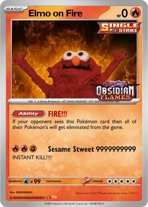 elmo pokemon card Punk PFL 092/094 - ITA - Near Mint - Megaevoluzione Elmo on Fire - SkibidiSigmaUploads