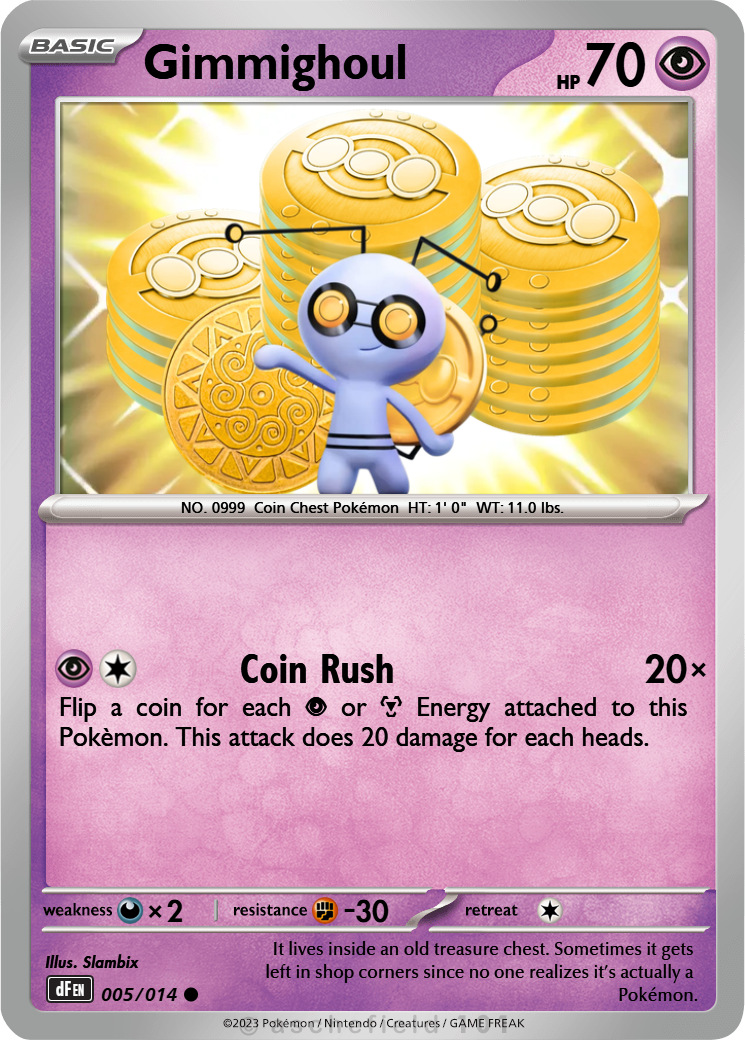 gimmighoul pokemon card [PSA 10] {099/SV-P} RarityIllustration Rare Hit Points70 HP Colorless Continuous Coin Toss (20x) Flip a coin until you get tails Gimmighoul | Paradox Rift |