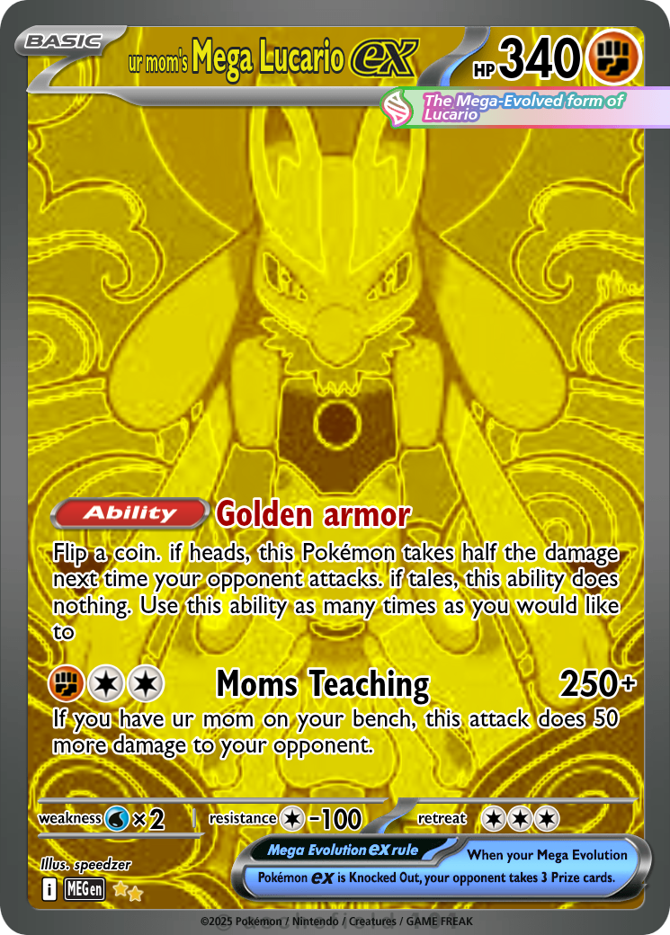 gold lucario pokemon card Mega Credit Card Credit Card Skin – Anime Town Creations [Psychic]2 Pokémon Mega Lucario Ex 188