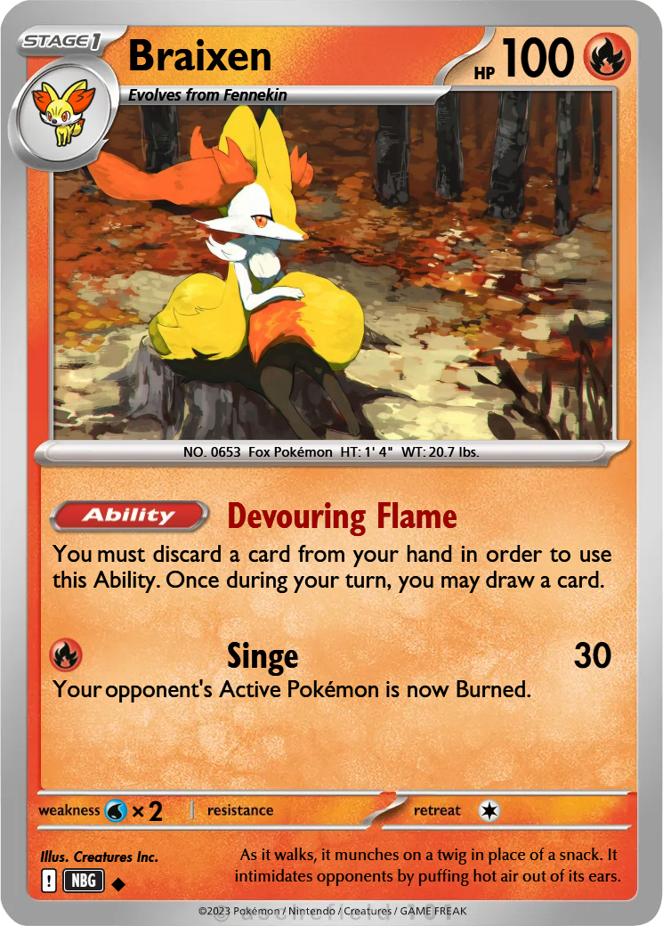 pokemon card braixen - XY Base Set - Colorless Flamethrower (80) Discard an Energy from this Pokmon Braixen - Spnja