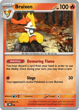 pokemon card braixen - XY Base Set - Colorless Flamethrower (80) Discard an Energy from this Pokmon Braixen - Spnja