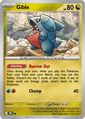pokemon card gible Japanese 081/187 sv8a TCG Fighting Gnaw (30) Weakness None None Resistance None None Retreat Cost Gible - 112/236 (Reverse Foil)