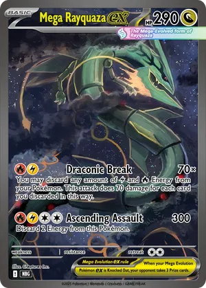 mega rayquaza pokemon card value Mega M Rayquaza EX 105/108 Roaring Skies Ultra Rare Full Art Holo Pokemon Card