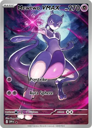 pokemon cards mewtwo vmax Gold Foil Mewtwo VMAX Rainbow Fan Art Display Vmax Card 190HP NM/M
