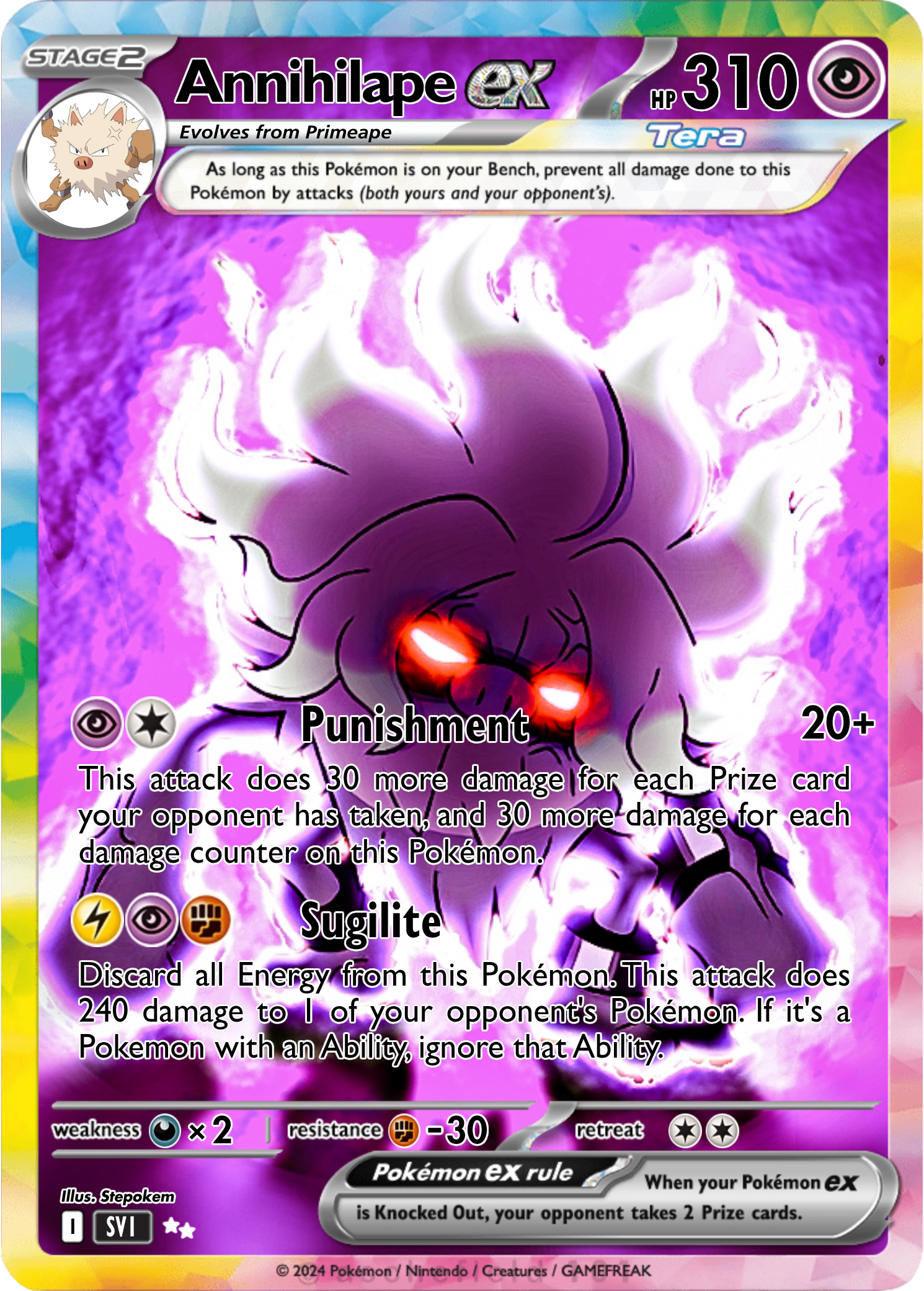 annihilape pokemon card POKMON GAME sv2P 040/071 RR ex [FF] Dynamite Punch (170) This Pokmon also does 50 damage to itself Sunbleached Annihilape Card : r/pokemon