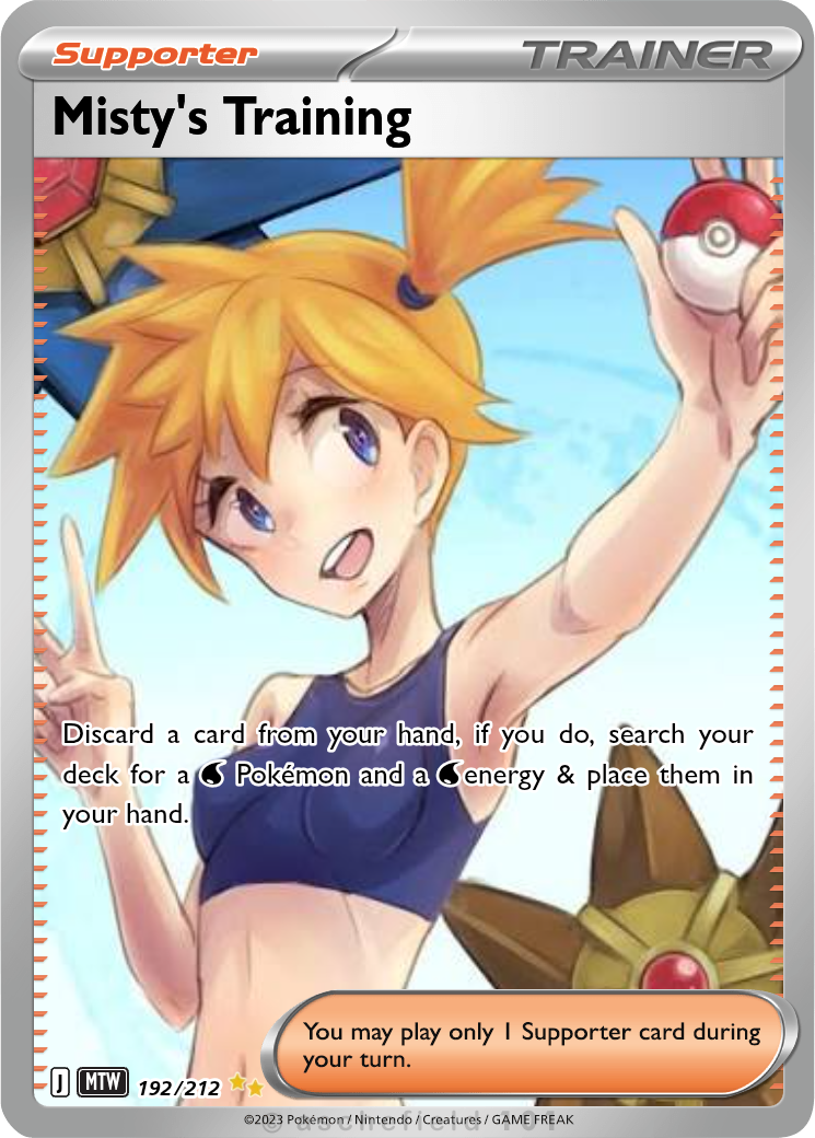 pokemon trainer card misty (FA)  Whatnot: Shop, Sell, Connect a collectible trading card. Misty's Training - T_Wheel