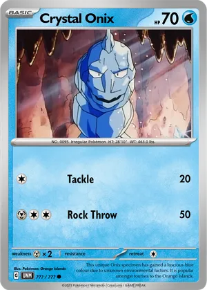 crystal onix pokemon card I always loved crystal onix and was sad there was no official card so I got this custom made one instead : r/PokemonTCG