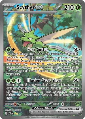 scyther pokemon card 004/197 Grass Colorless Twin Play Search your deck for up to 2 Scyther and put them onto your Bench Scyther Pokemon Card Credit Card