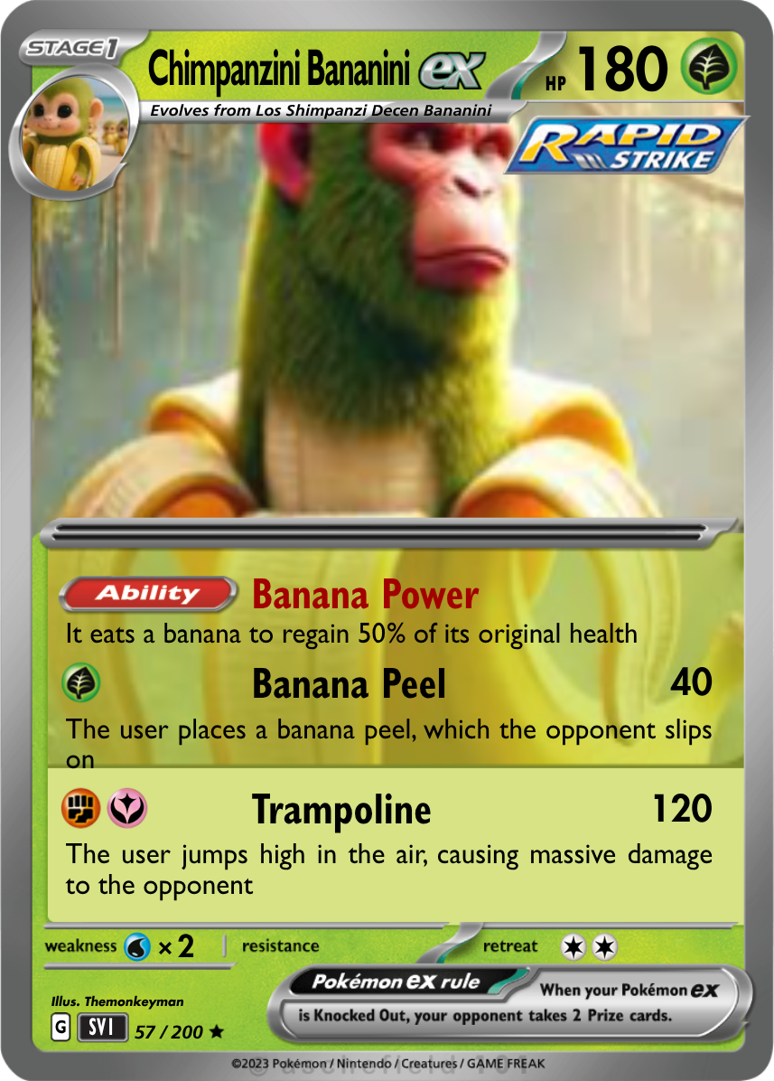 banana pokemon card Chimpanzini Bananini