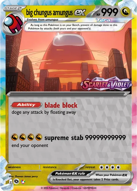 big chungus pokemon card A colorful Pokemon-style trading card