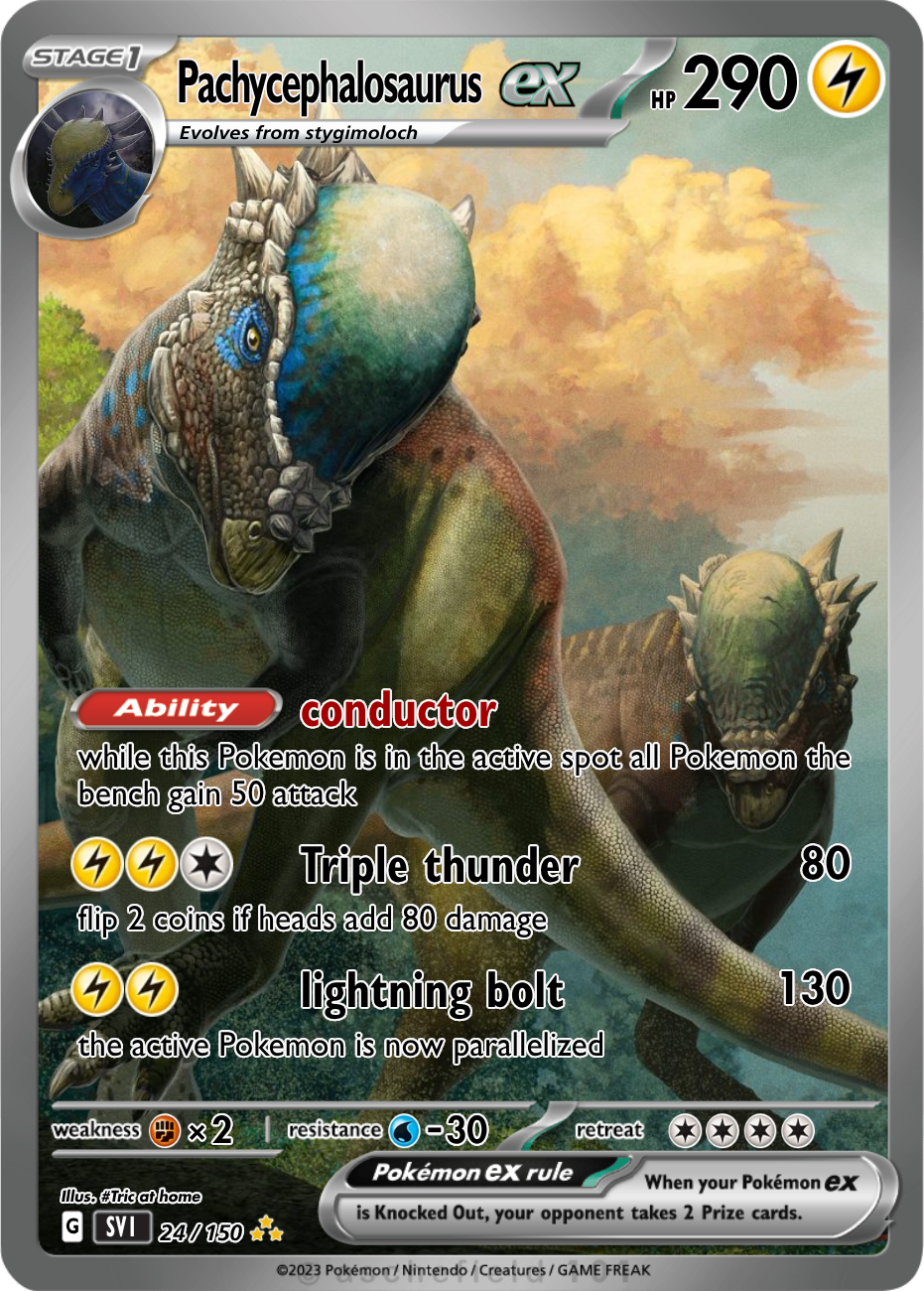 pokemon dinosaur cards  Raging Bolt ex 208/162 dino pokemon cards ArtStation @drewzcustomcardz