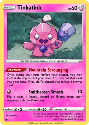 tinkatink pokemon card POKMON GAME sv2D 032/071 C holofoil pattern or surface detail) 2007 Pokemon Cards Tinkatink AR