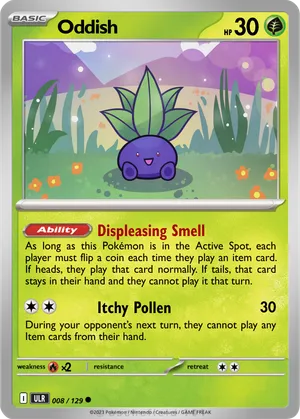 pokemon oddish card Legends Awakened Common Weakness Fire 2 Retreat Cost Oddish - Hadran117
