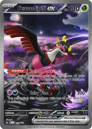 fezandipiti pokemon card Japanese Mask of Change Japanpopmart Japan Pop Mart Flip the Script Once during your turn Pokemon Card Japanese Fezandipiti 076/187