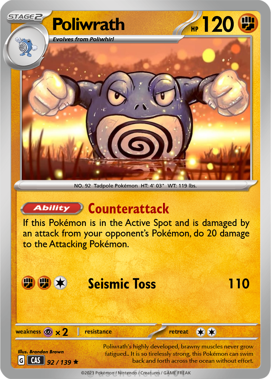 pokemon poliwrath card PSA 8 NM - MT energetic aesthetic of the franchises earliest days on this foundational Water Poliwrath - 32/149 - Sun