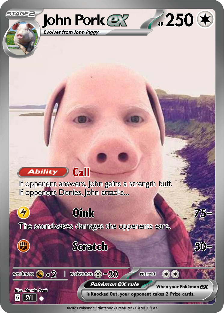piggy pokemon card John Pork Buy this amazing trading card from our collection Mew. But made of Money.
