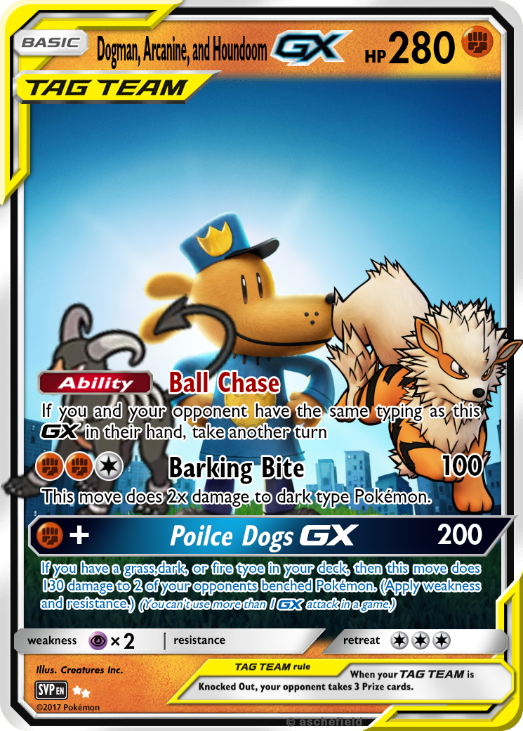 dog man pokemon card The Hot Dog Game Step into the paws of Dog Man Dogman, Arcanine, and Houndoom -
