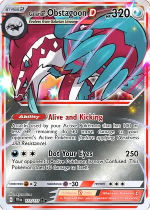 shiny obstagoon pokemon card Galarian - SV080/SV122 - Shining Fates Pokmon Hit Points100 HP Form Galarian Obstagoon SV080 - Holofoil