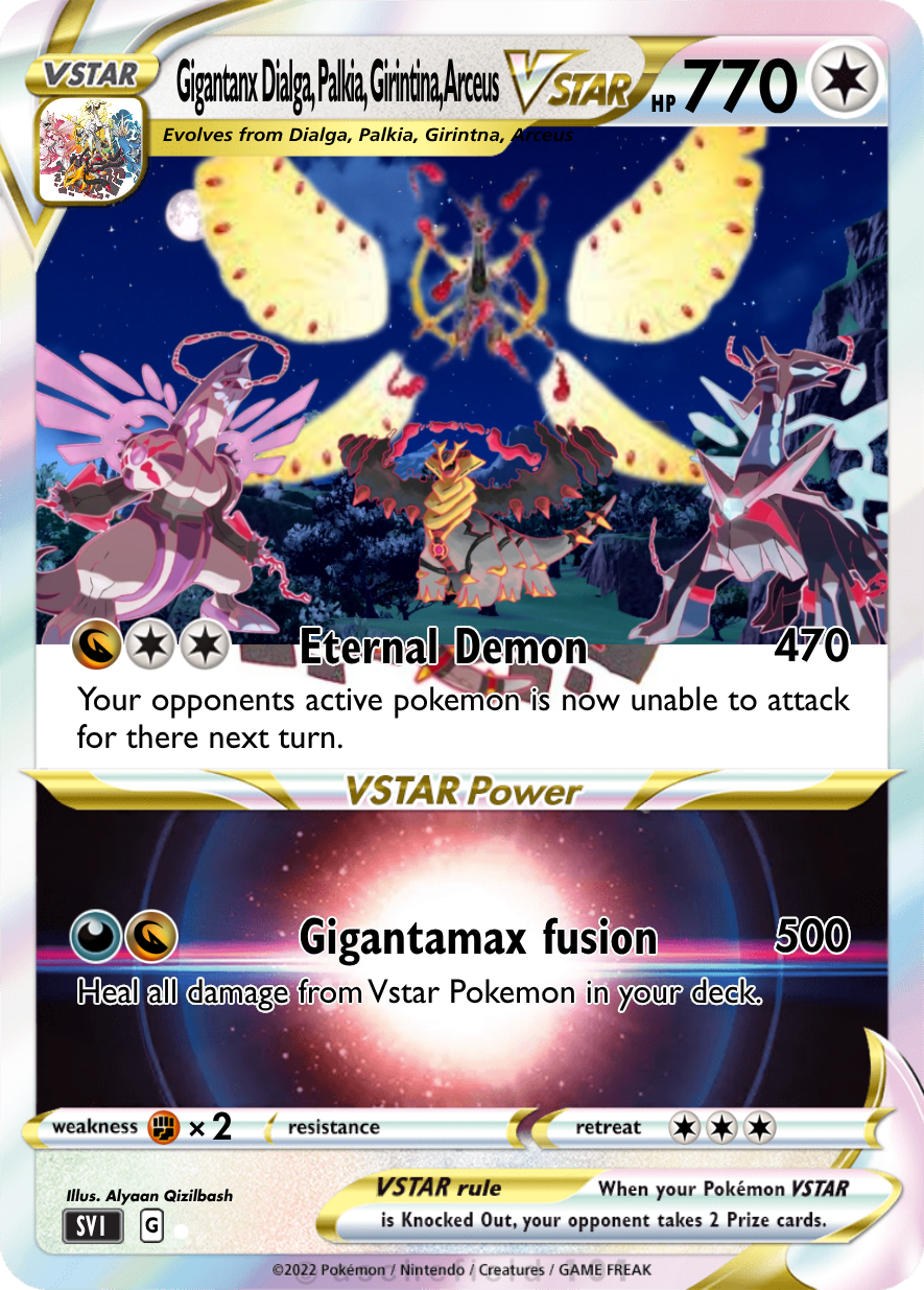 gigantamax arceus pokemon card V 165/172 - Brilliant Stars - Ultra Rare Colorless Judgment (80) Discard all Energy cards attached to Arceus and this attack does 10 damage to each of your opponents Benched Pokmon Gigantanx Dialga, Palkia, Girintina, Arceus