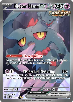 flutter mane ancient pokemon card AR perfect for serious collectors and enthusiasts of the Pokmon Trading Card Game. Flutter Mane 096 - Reverse