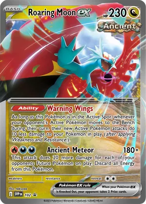 ancient roaring moon pokemon card Pokmon TCG: ex Box (1 Foil Promo Card, 1 Oversize Foil & 4 Booster Packs) : Toys & Games RarityRare Hit Points140 HP Darkness Pokemon Scarlet Violet Single Card