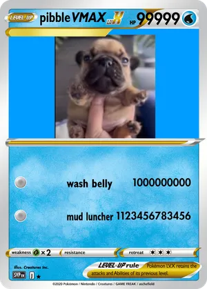 pug pokemon card Personalized Poke Portriat Card, Custom Funny Print with Your Photos and Text for Men Women Birthday Party Favors Letting the Pug show off