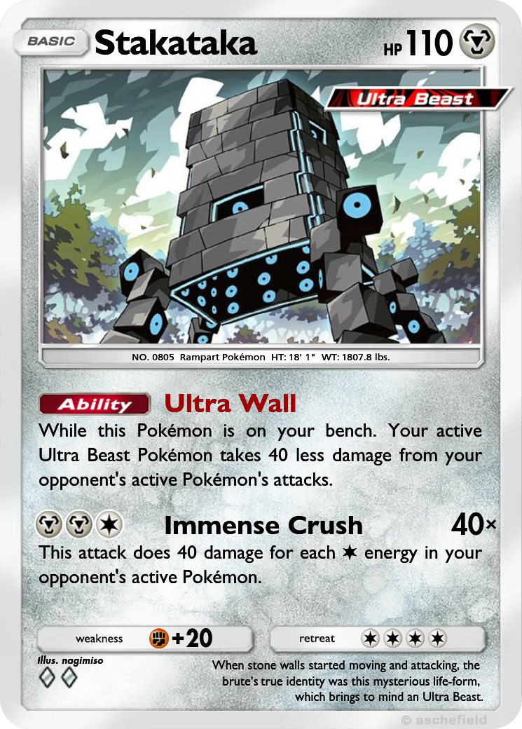 stakataka pokemon card value Pokmon TCG Cards for sale Weakness Grass 2 Resistance None None Retreat Cost Pokemon 2019 SM#9b Full Metal