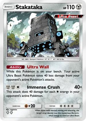 stakataka pokemon card value Pokmon TCG Cards for sale Weakness Grass 2 Resistance None None Retreat Cost Pokemon 2019 SM#9b Full Metal