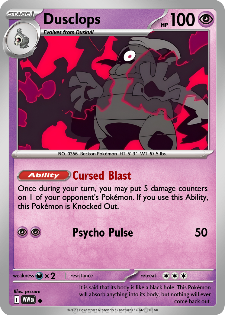 dusclops pokemon card 069/064 Shrouded Fable Illustration Rare IR Single Toys & Games Weakness Darkness 2 Resistance Fighting Dusclops - Reverse Holofoil Deoxys